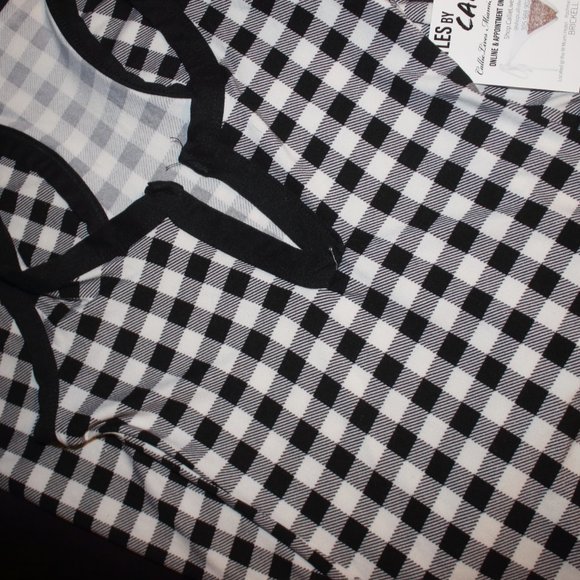 HPCALLIE GINGHAM BLACK&NAVY BODYCON MIDI DRESS(S) - Picture 9 of 11